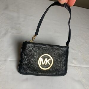 Michael Kors Fulton Black and Gold Wristlet